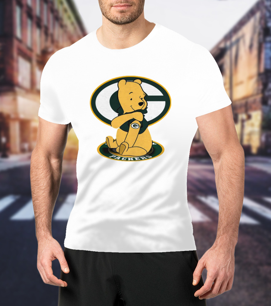 Pooh Green Bay Packers Logo Tattoo T-Shirt