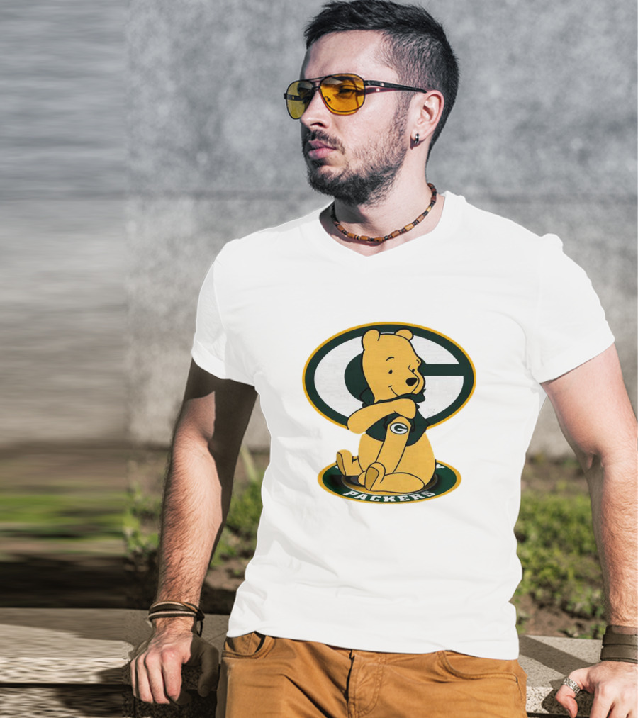 Pooh Green Bay Packers Logo Tattoo T-Shirt