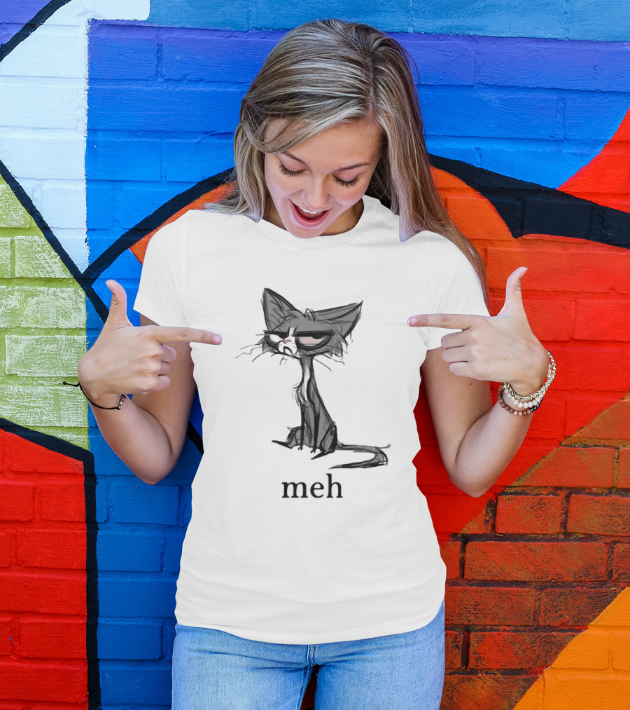 Siamese Cat Meh Expression Dark Mood T-Shirt