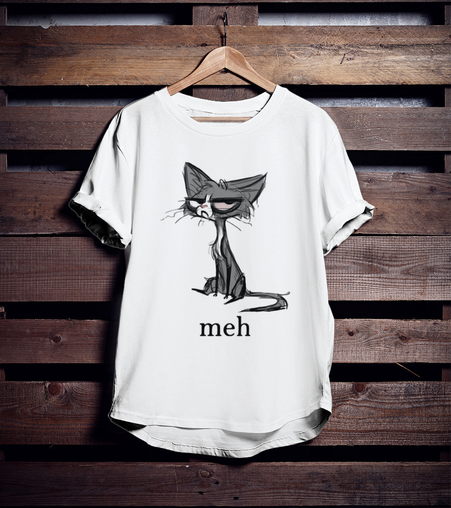 Siamese Cat Meh Expression Dark Mood T-Shirt