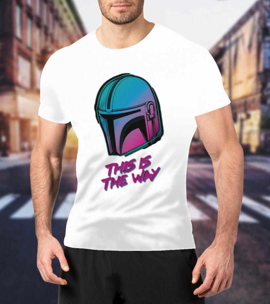 Star Wars The Mandalorian Helmet This Is The Way Neon T-Shirt