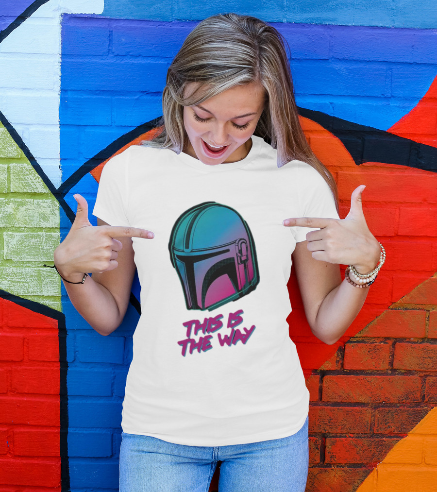 Star Wars The Mandalorian Helmet This Is The Way Neon T-Shirt
