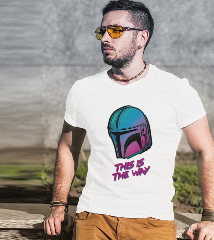 Star Wars The Mandalorian Helmet This Is The Way Neon T-Shirt
