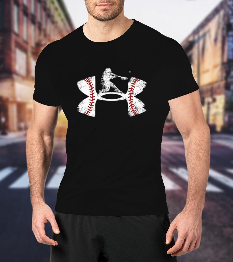 Under Armour Baseball Player Silhouette Logo With Stitching T-Shirt