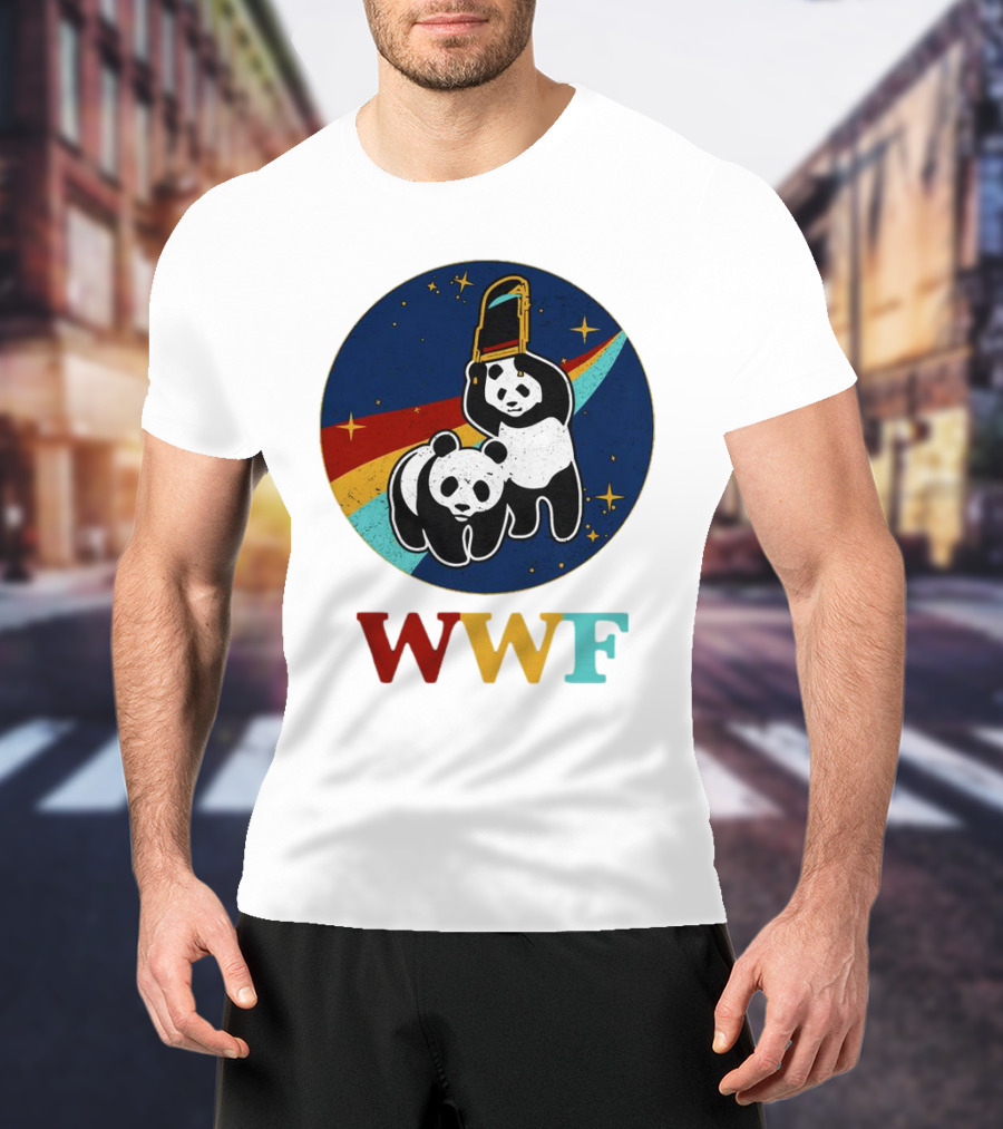 WWF Panda Bear Wrestling NASA Astronauts Space T-Shirt