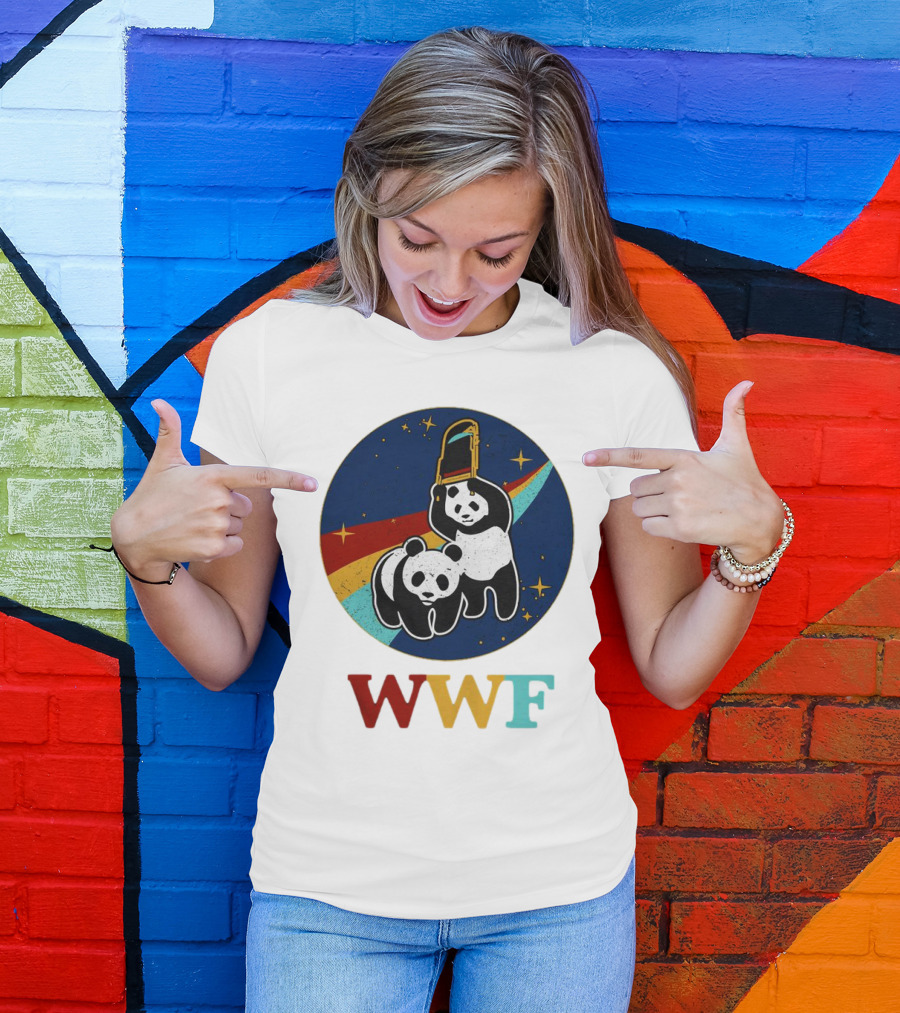 WWF Panda Bear Wrestling NASA Astronauts Space T-Shirt