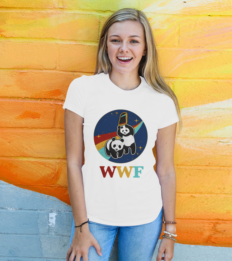 WWF Panda Bear Wrestling NASA Astronauts Space T-Shirt