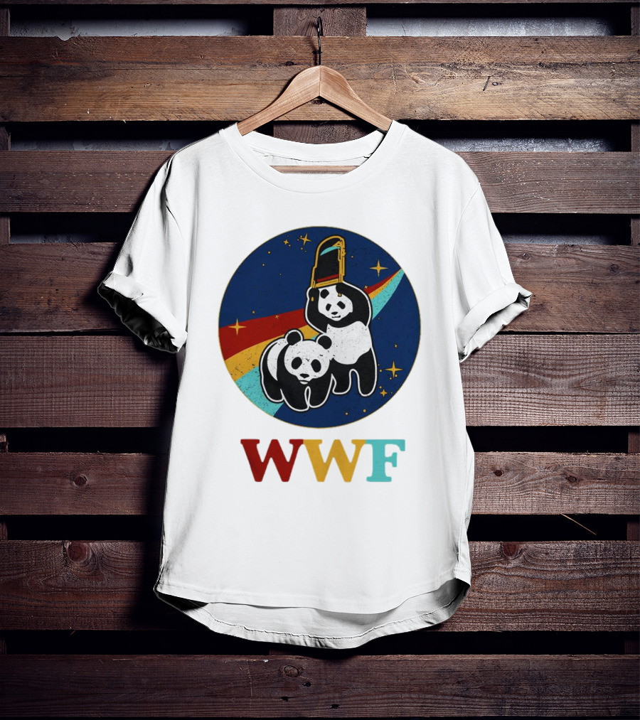 WWF Panda Bear Wrestling NASA Astronauts Space T-Shirt
