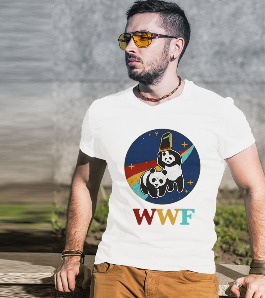 WWF Panda Bear Wrestling NASA Astronauts Space T-Shirt