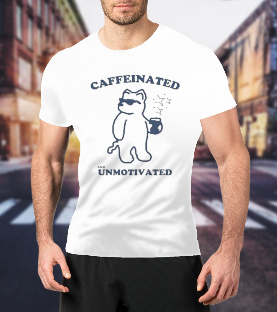 Caffeinated And Unmotivated Bear With Coffee Mug And Sunglasses T-Shirt