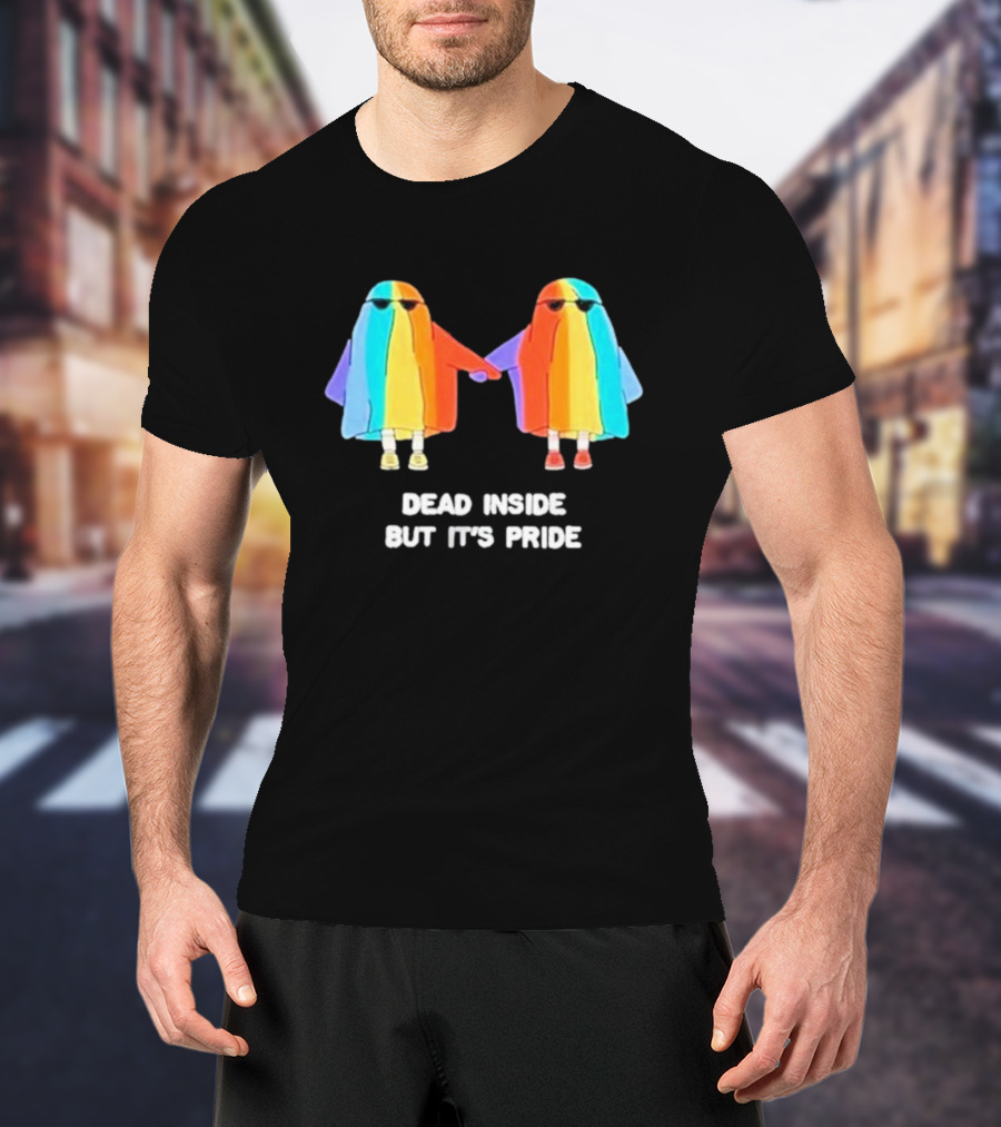 Dead Inside But It’s Rainbow Pride Ghosts Holding Hands T-Shirt