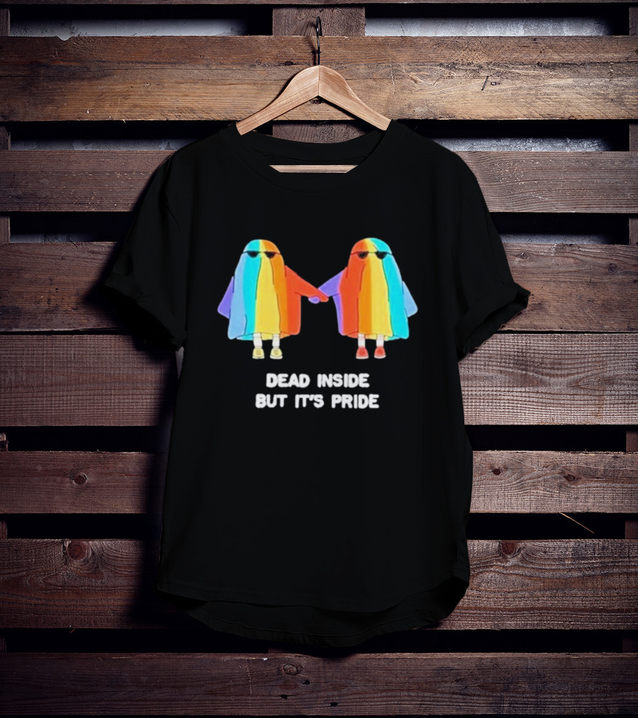Dead Inside But It’s Rainbow Pride Ghosts Holding Hands T-Shirt