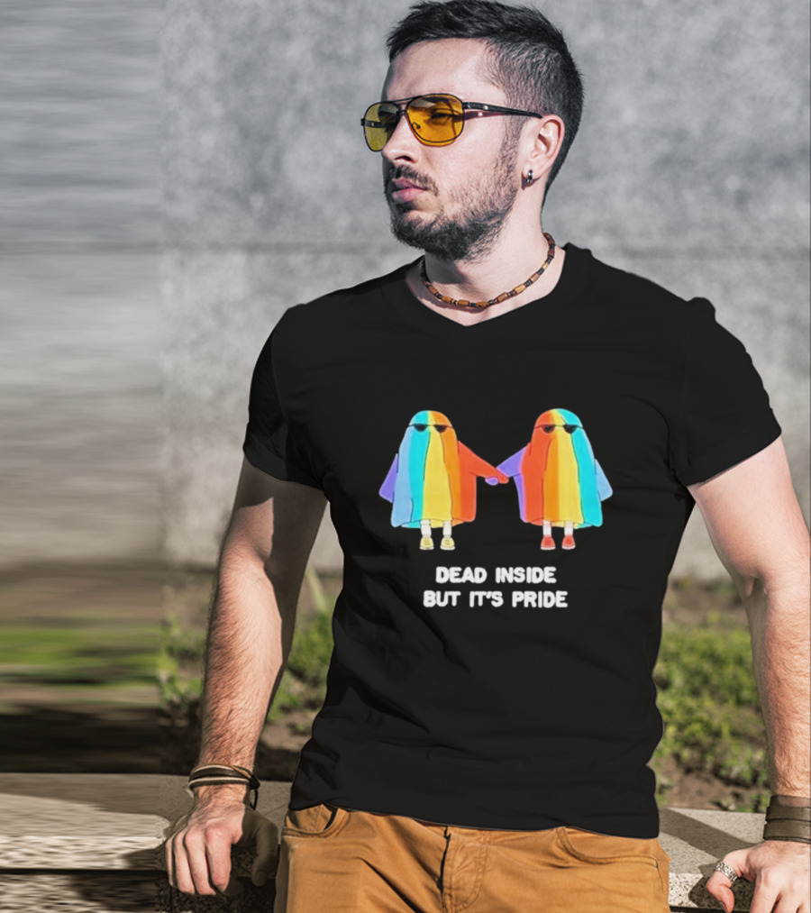 Dead Inside But It’s Rainbow Pride Ghosts Holding Hands T-Shirt