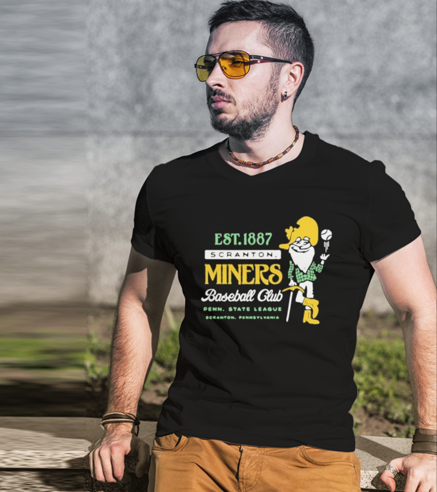 Est 1887 Scranton Miners Baseball Club Penn State League Scranton Pennsylvania Mascot T-Shirt