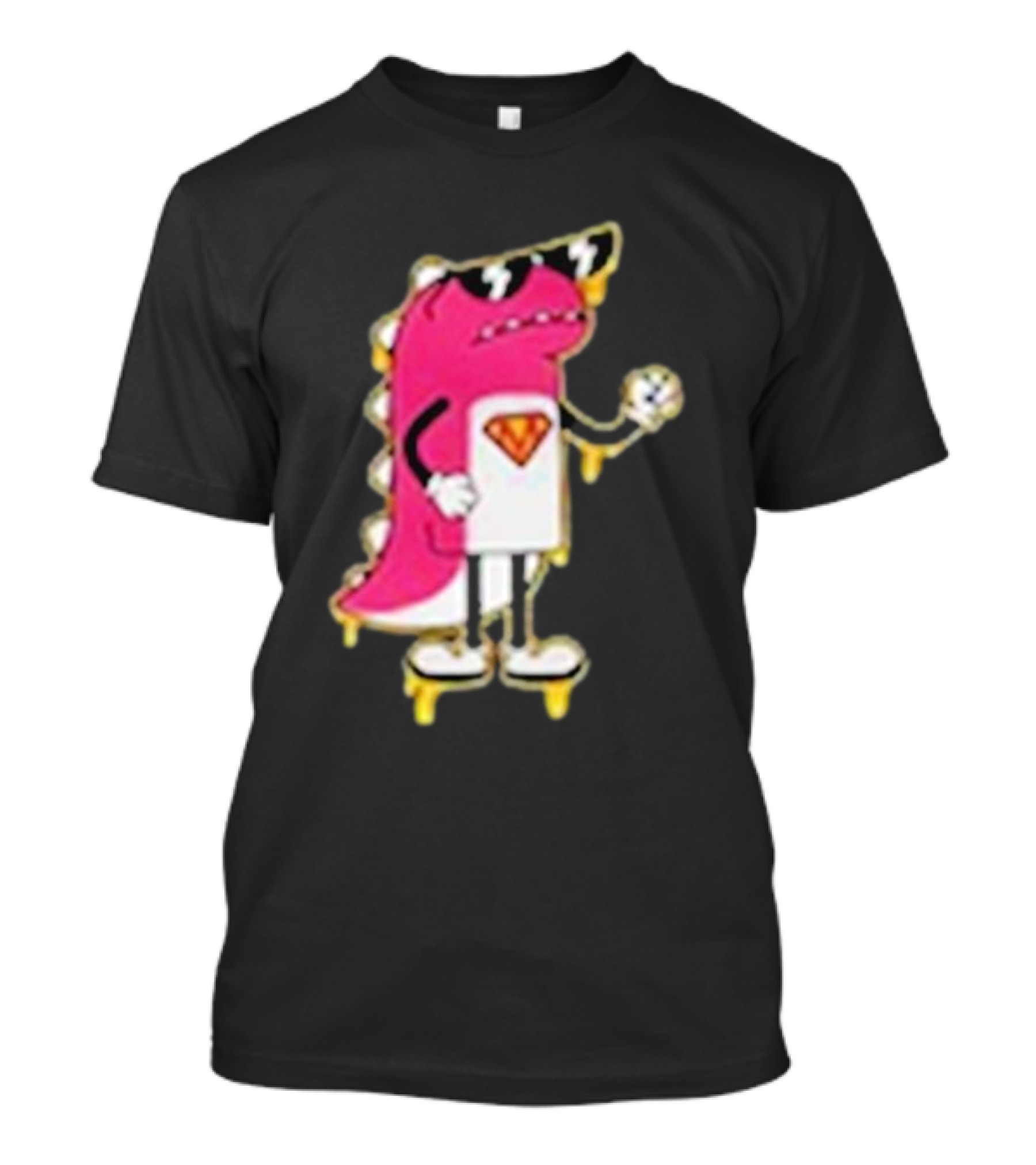 Mikina Mattem Dino Cartoon Character With Sunglasses And Superhero Emblem T-Shirt