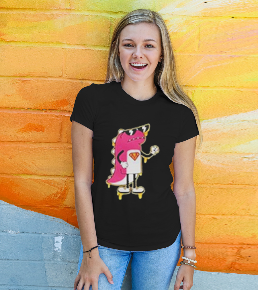 Mikina Mattem Dino Cartoon Character With Sunglasses And Superhero Emblem T-Shirt