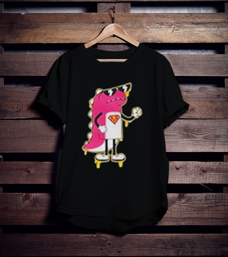 Mikina Mattem Dino Cartoon Character With Sunglasses And Superhero Emblem T-Shirt