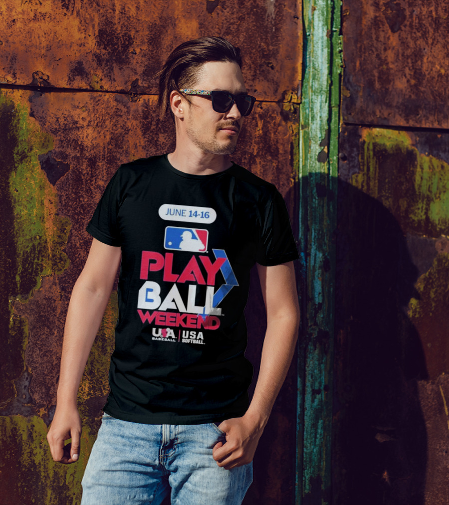 MLB Play Ball Weekend June 14-16 USA Baseball USA Softball T-Shirt