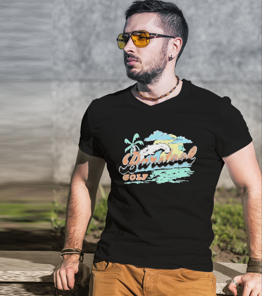 Golf Beach Wave Palm Tree Ocean Sunset T-Shirt