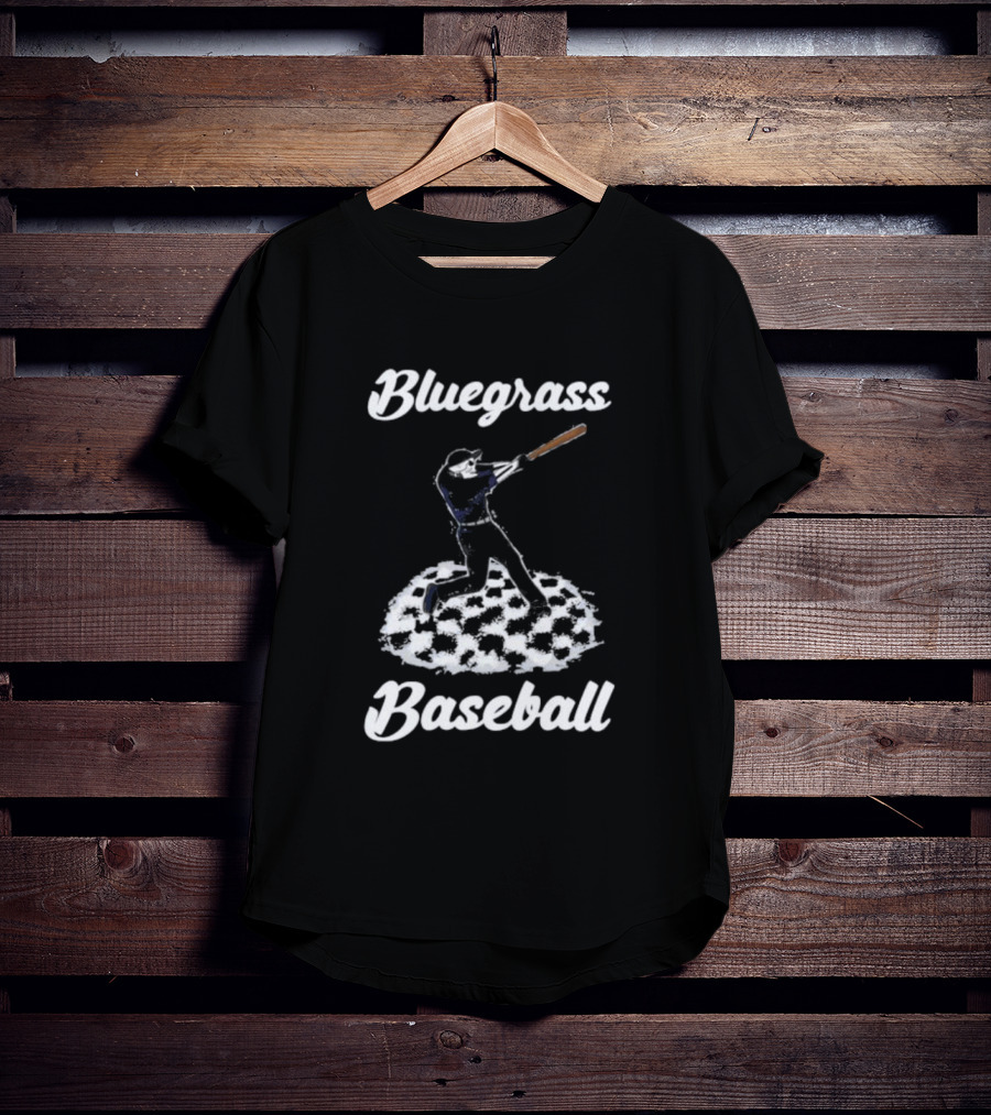 Bluegrass Baseball Skeleton Player Batting On Checkered Field T-Shirt