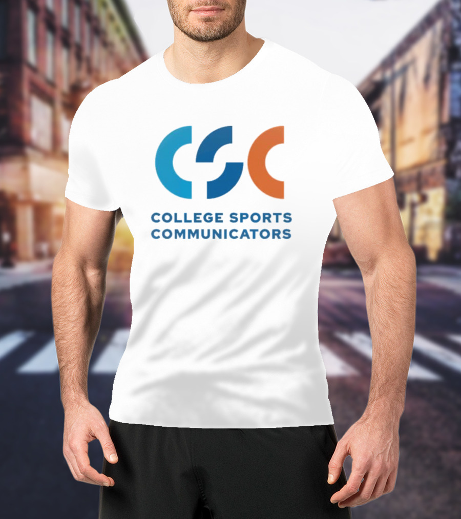 CSC College Sports Communicators Blue Orange T-Shirt