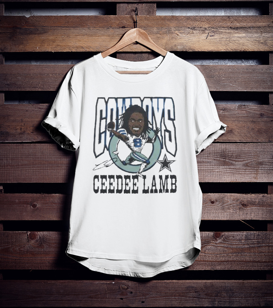 Cowboys Ceedee Lamb Number 88 Football Star Signature T-Shirt