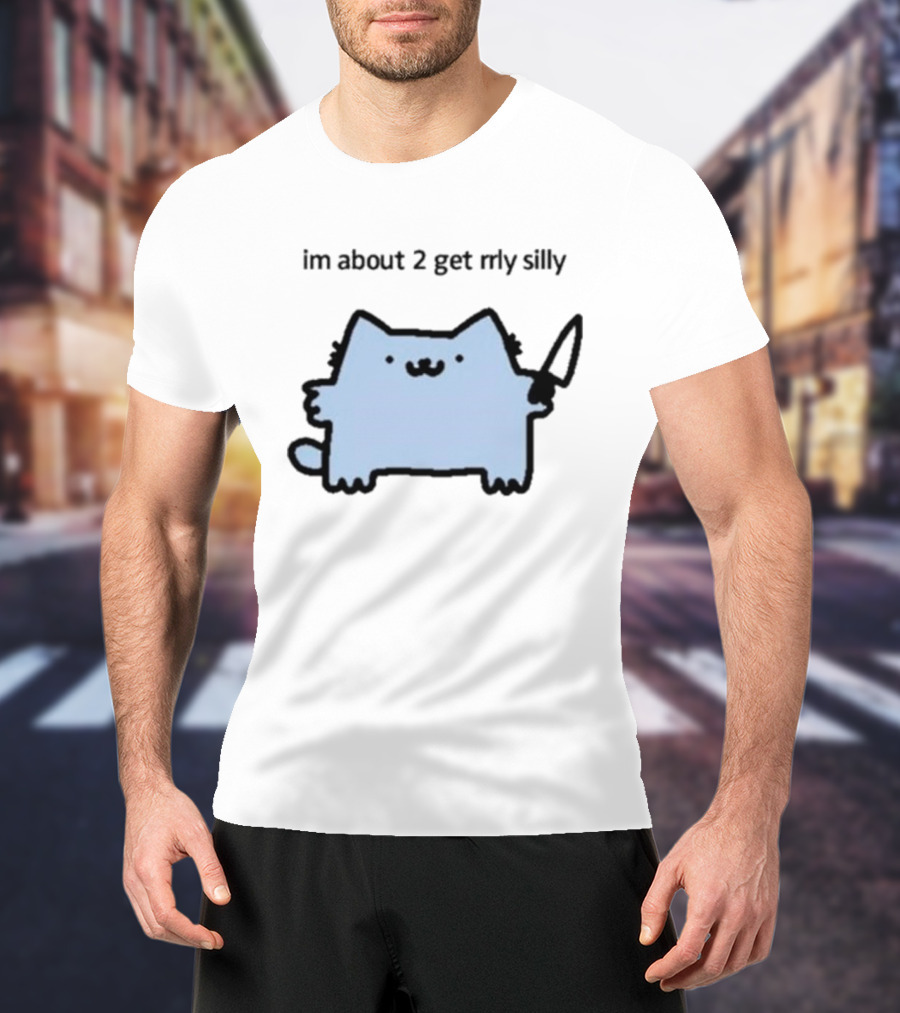 Im About 2 Get Rlly Silly Cat Holding Knife Cute Meme T-Shirt