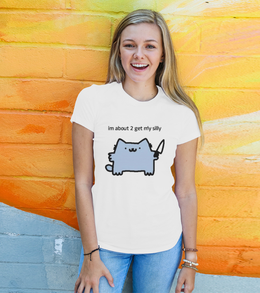 Im About 2 Get Rlly Silly Cat Holding Knife Cute Meme T-Shirt