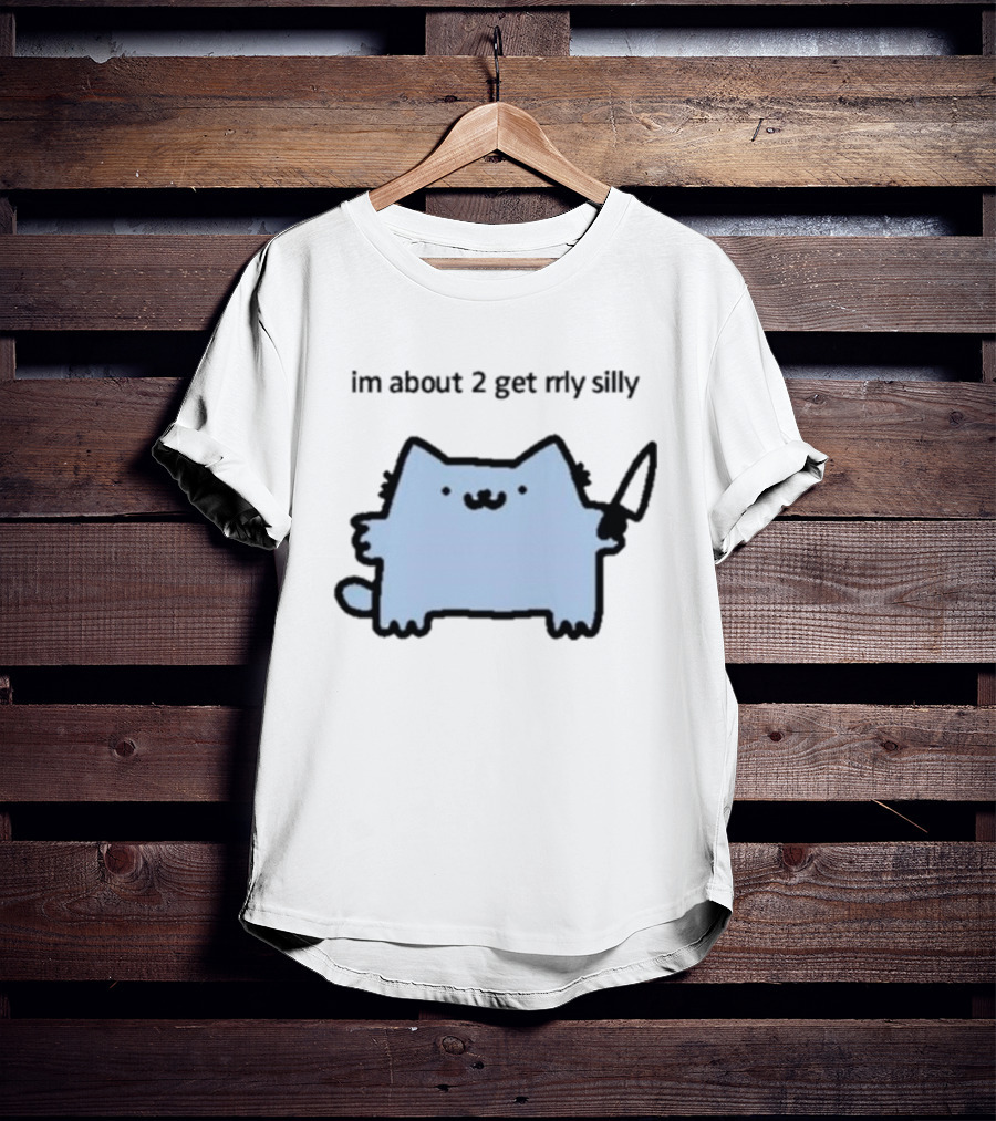 Im About 2 Get Rlly Silly Cat Holding Knife Cute Meme T-Shirt