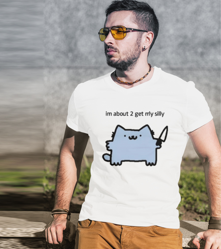 Im About 2 Get Rlly Silly Cat Holding Knife Cute Meme T-Shirt