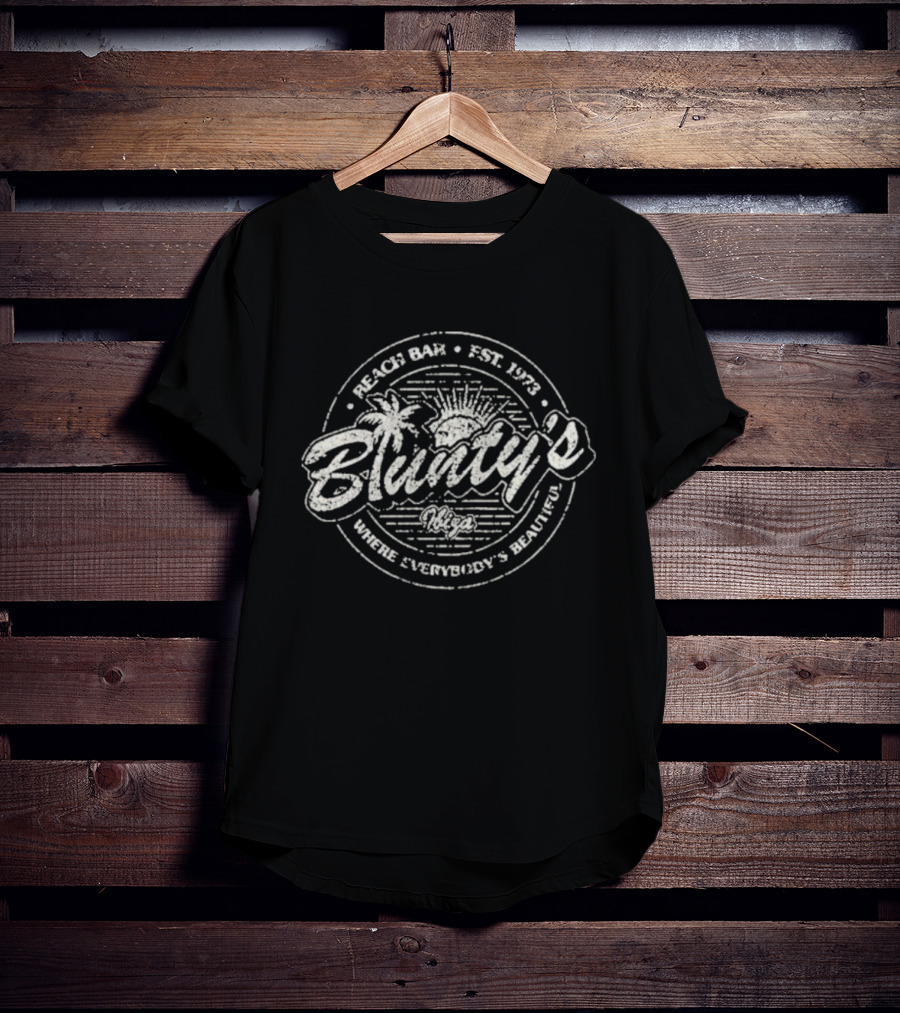 Blunty's Beach Bar Ibiza Est. 1973 Where Everybody's Beautiful T-Shirt