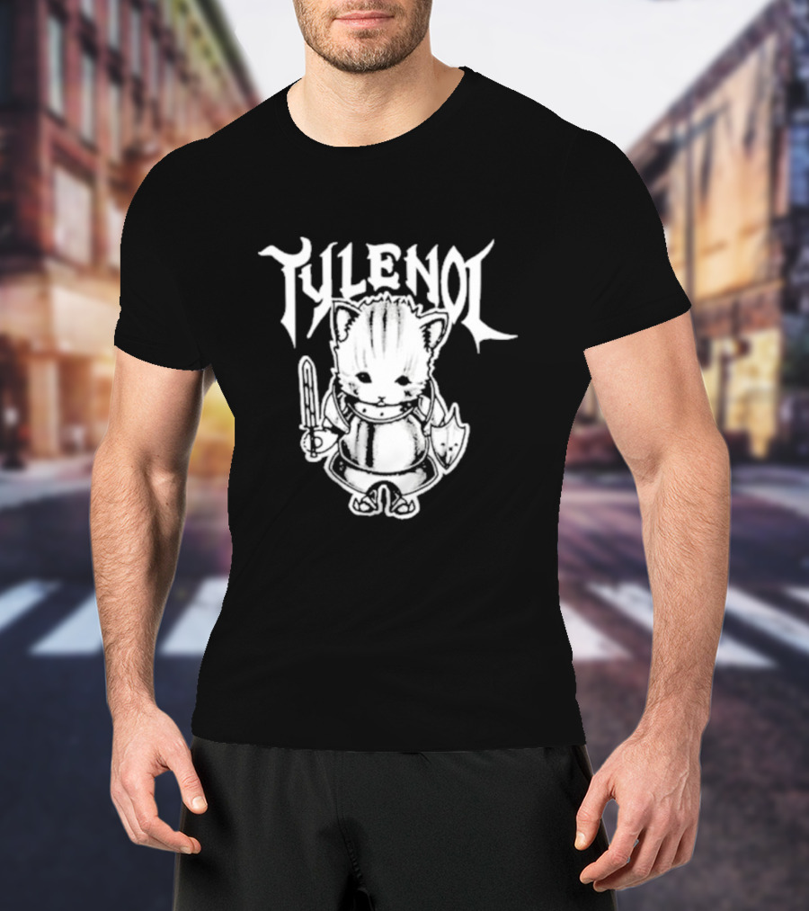 Tylenol Knight Cat Holding Sword And Shield By K45ink T-Shirt