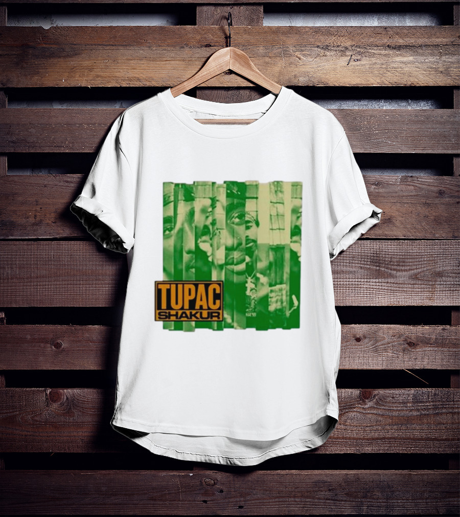 Tupac Shakur Green Photo Collage T-Shirt