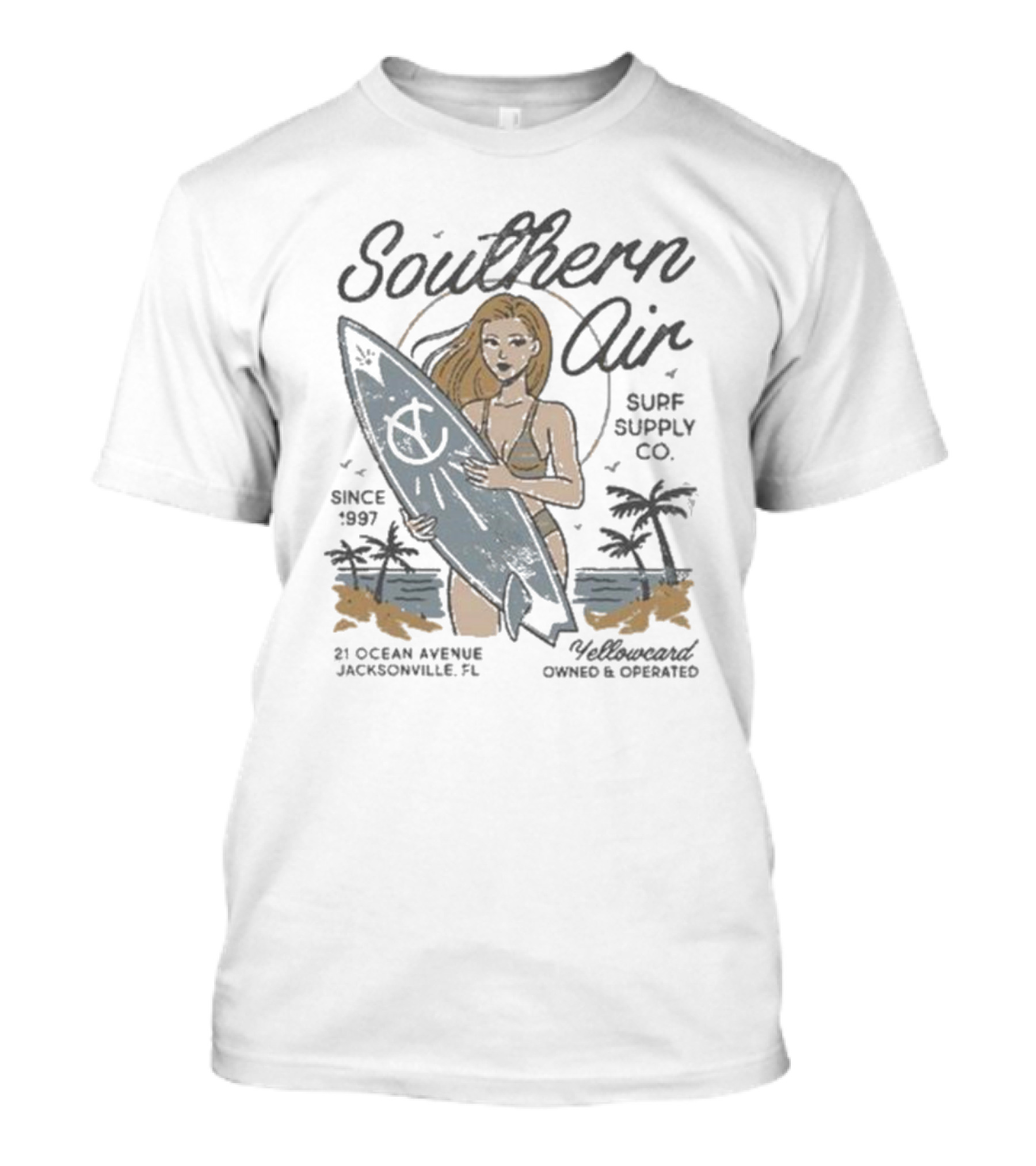 Southern Air Surf Supply Co Yellowcard Band 21 Ocean Avenue Jacksonville FL Since 1997 T-Shirt