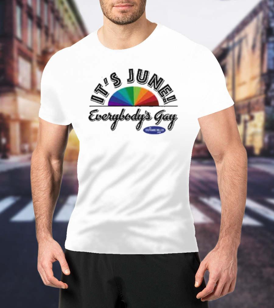 IT'S JUNE Everybody's Gay Stephanie Miller Rainbow T-Shirt