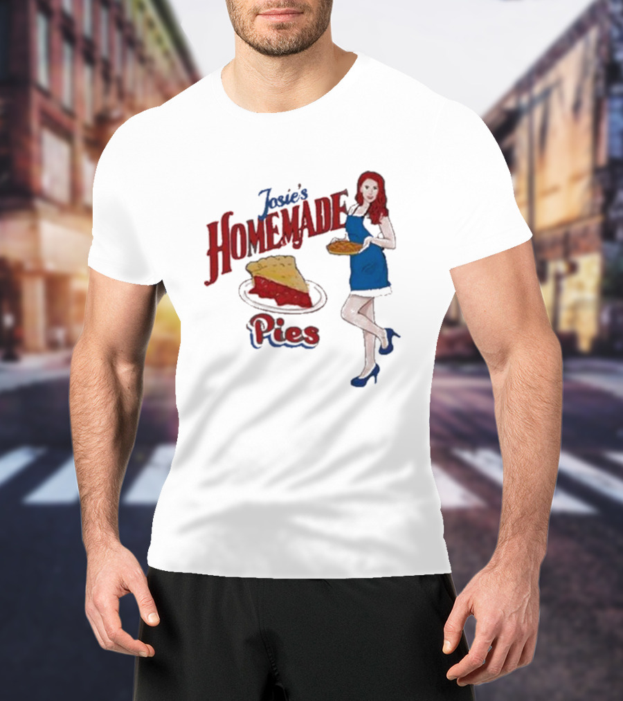 Josie’s Homemade Pies Woman With Cherry Pie And Blue Dress T-Shirt