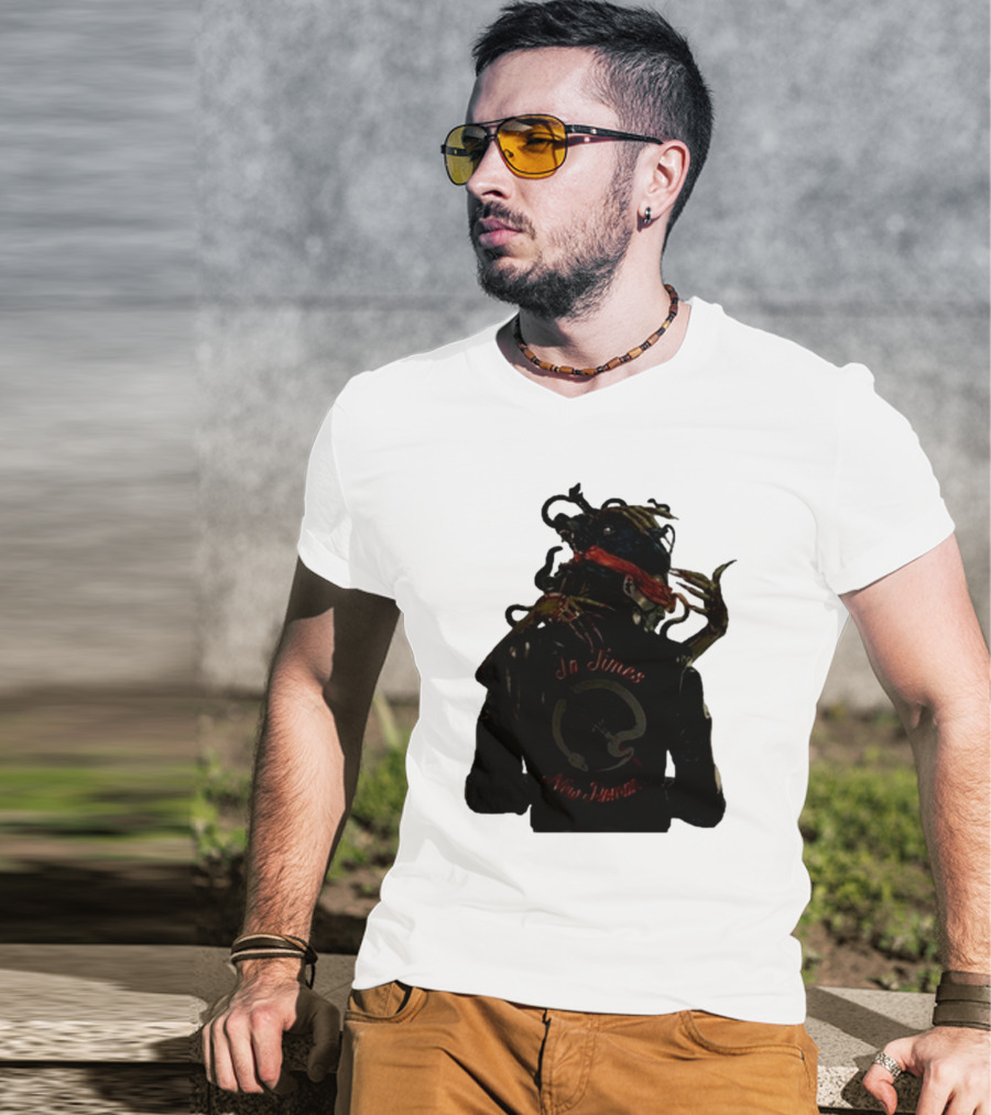 QOTSA In Times New Roman Blindfolded Figure With Entangled Hands T-Shirt