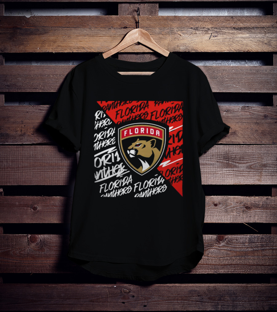 Florida Panthers Logo Text Florida Panthers Divide T-Shirt