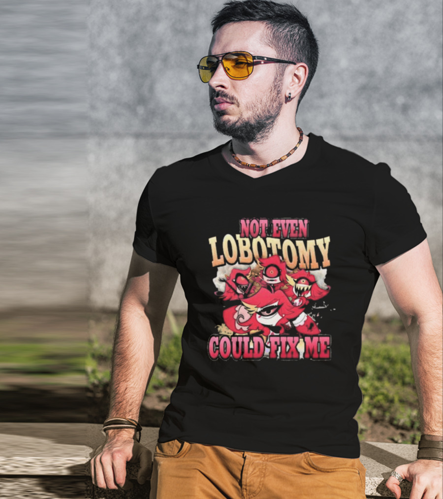 Not Even Lobotomy Could Fix Me Red Cartoon Creature Trio T-Shirt