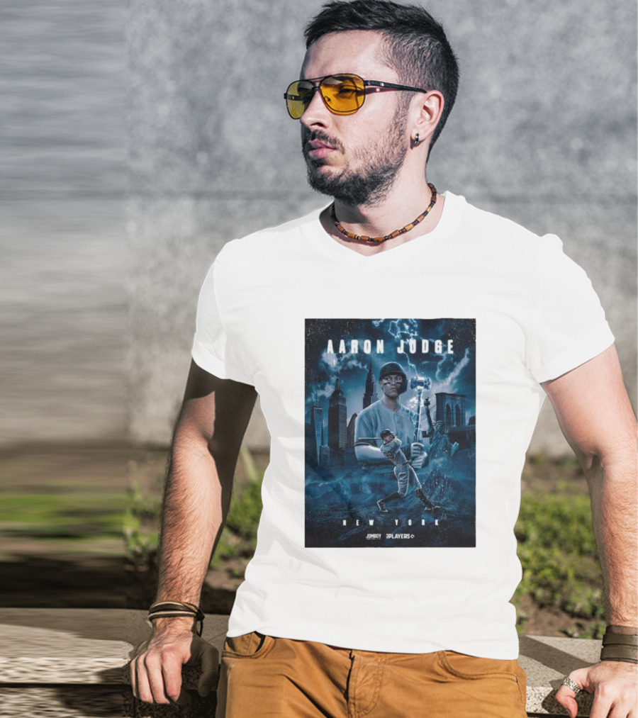 Aaron Judge New York Cityscape Thunderstorm Baseball Power Display T-Shirt