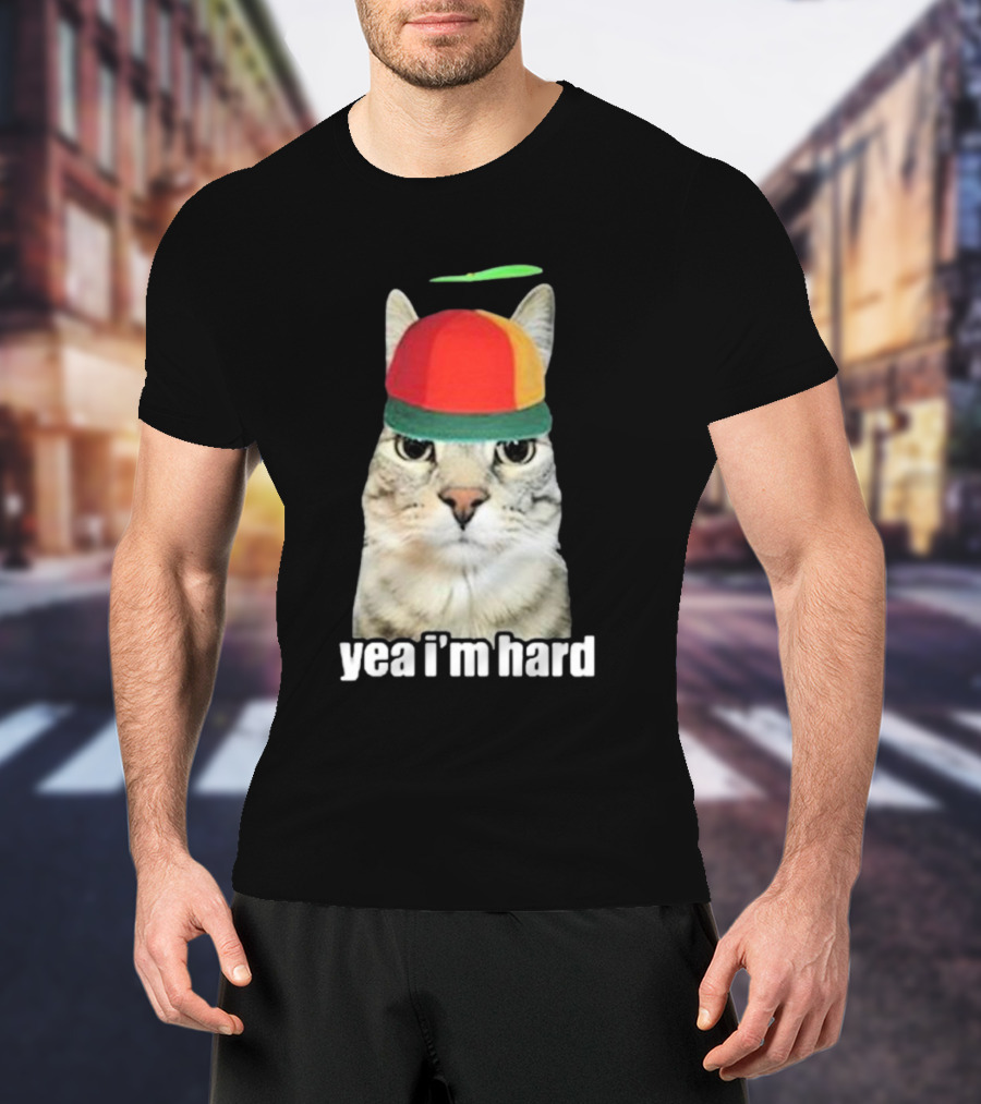 Yea I'm Hard Cat In Propeller Hat T-Shirt