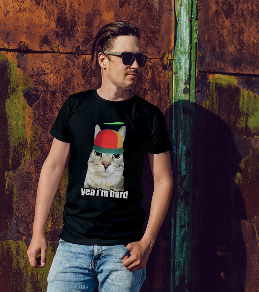 Yea I'm Hard Cat In Propeller Hat T-Shirt