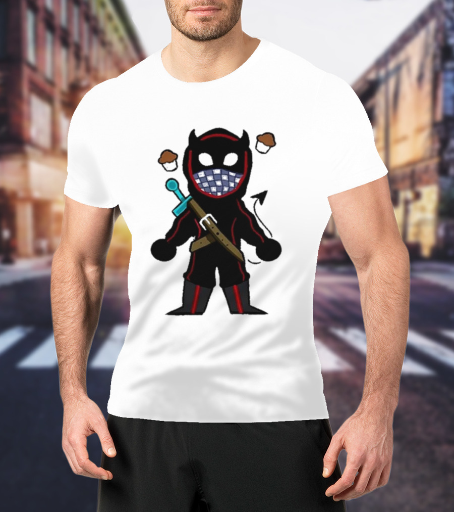 Coryxkenshin Badboyhalo Cute Cartoon Character With Sword And Muffins T-Shirt