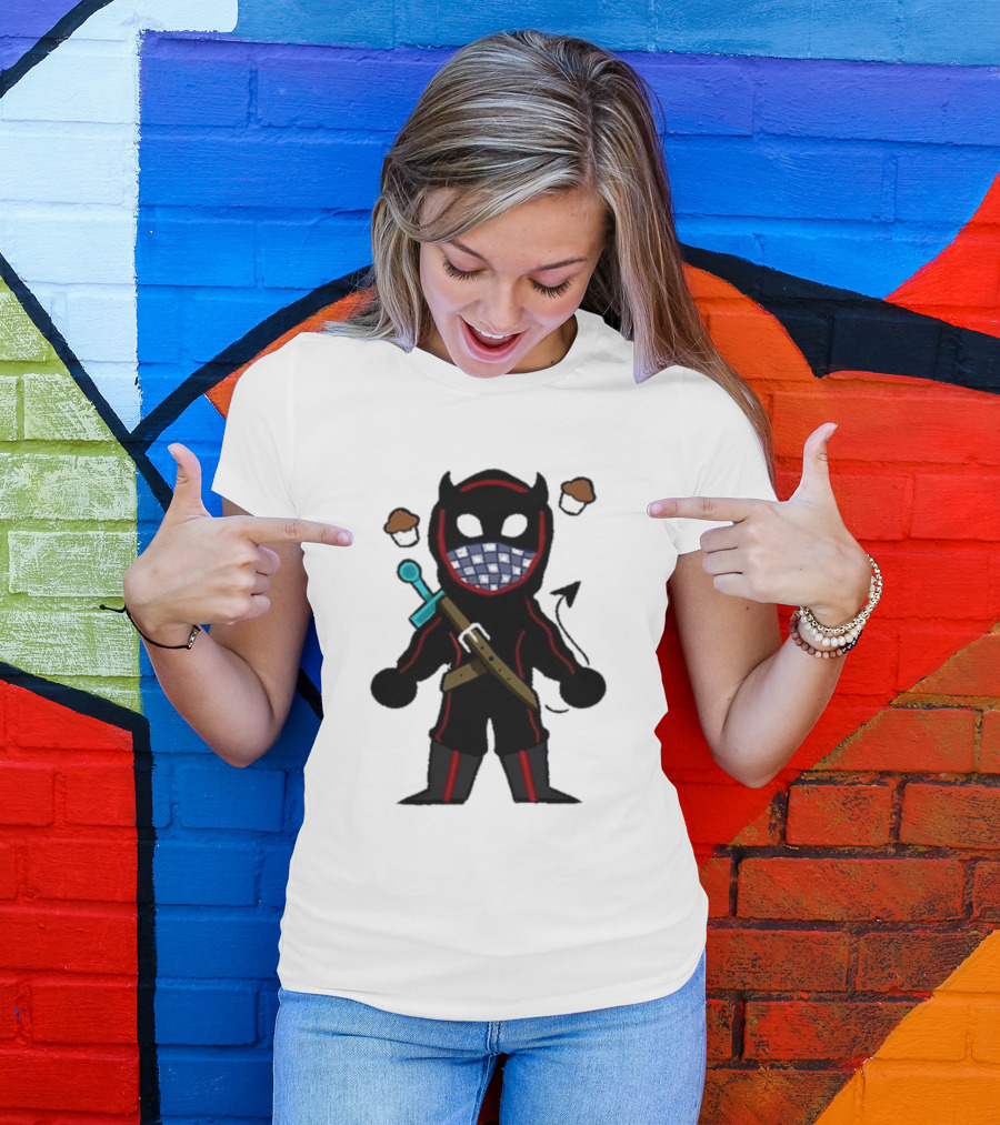 Coryxkenshin Badboyhalo Cute Cartoon Character With Sword And Muffins T-Shirt