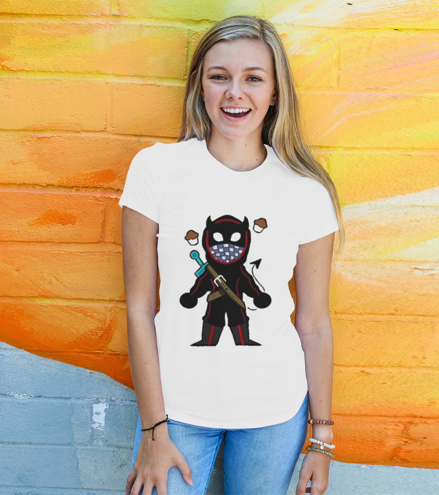 Coryxkenshin Badboyhalo Cute Cartoon Character With Sword And Muffins T-Shirt