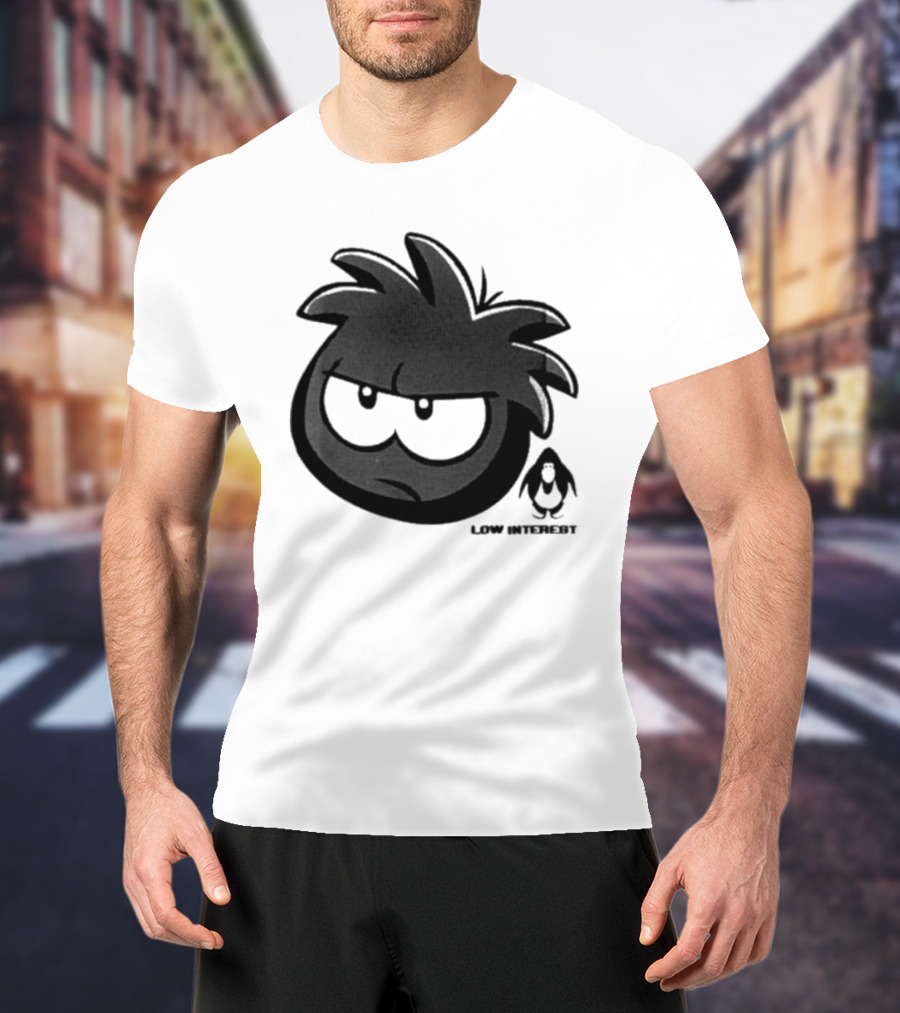 Low Interest Puffle Grumpy Face With Penguin T-Shirt