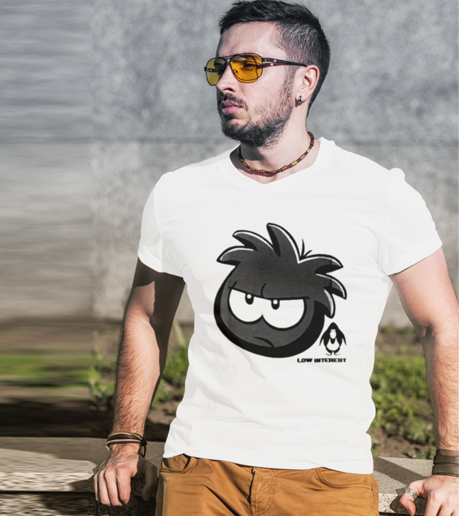 Low Interest Puffle Grumpy Face With Penguin T-Shirt