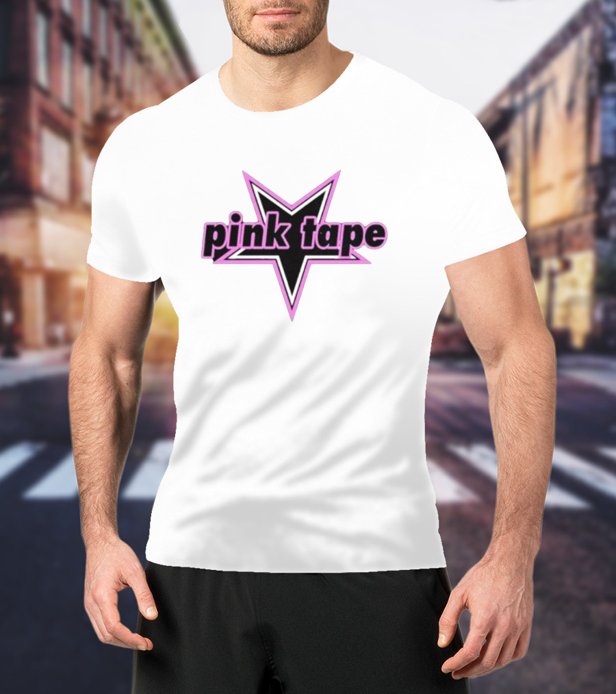 Pink Tape Star Icon Bold Black And Pink T-Shirt
