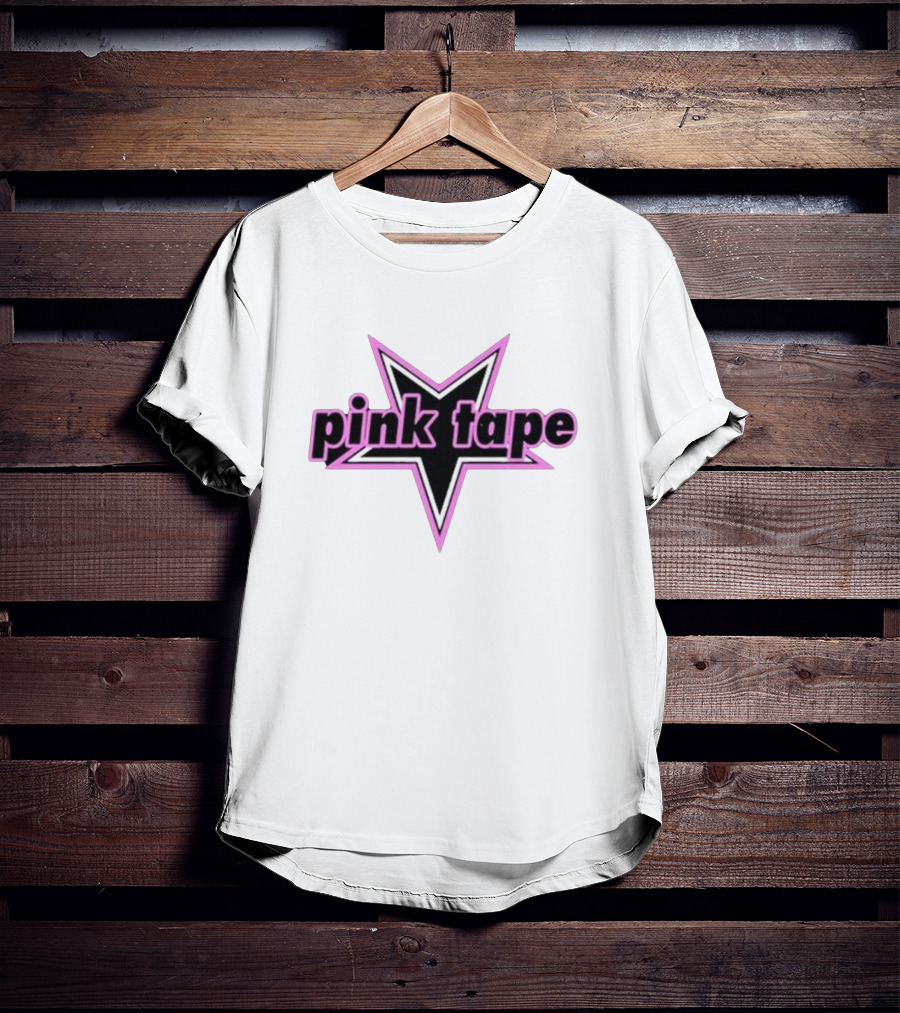 Pink Tape Star Icon Bold Black And Pink T-Shirt