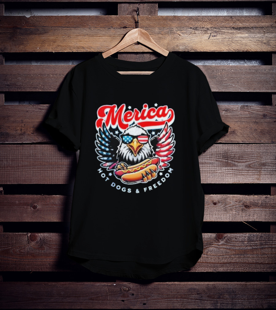Merica American Eagle With Hot Dogs And Freedom T-Shirt